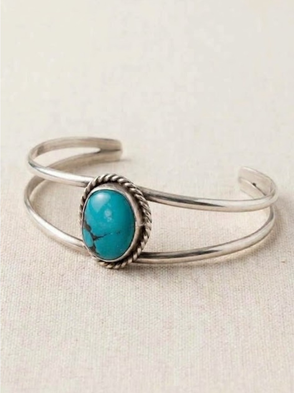 Vintage Southwestern Genuine Turquoise Sterling Silver Cuff Bracelet